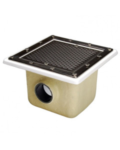 Polyester and fiberglass drain 355 x 355. Stainless steel grid.