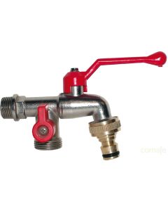 Garden faucet with double spout and standard faucet adaptor