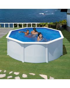 Circular Swimming Pool White Steel Wet with Sand Purifier