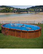 Gre Oval Island Oval Wooden Demountable Swimming Pool