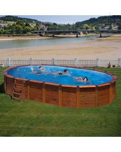 Gre Oval Island Oval Wooden Demountable Swimming Pool
