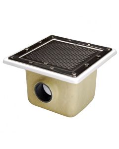 Polyester and fiberglass drain 355 x 355. Stainless steel grid.
