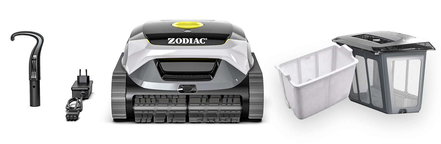 Zodiac Freedom Lite, robot limpiafondos SIN CABLES con Doble filtraci&oacute;n, cargador y Gancho universal